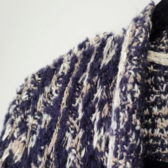 Lucky Brand Navy Geometric Intarsia Alpaca Blend Knit Sweater Cardigan Sz Large - Picture 7 of 11